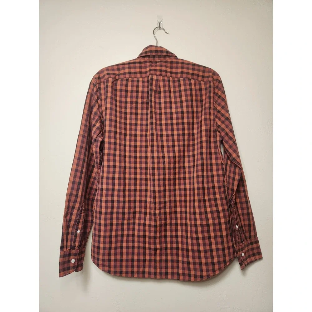 J. CREW Orange Checked Long Sleeve Button Down Slim Mens Size M‎
